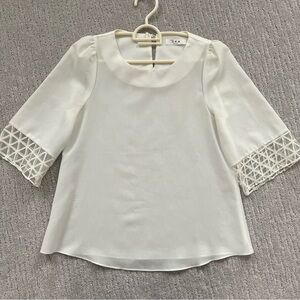 Korean White Mid Sleeve Blouse